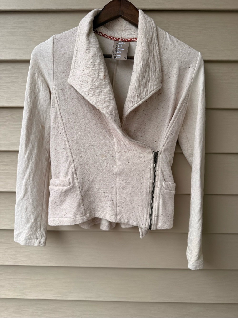 Dolan Left Coast Collection Oatmeal Moto Jacket Cardigan Size Small